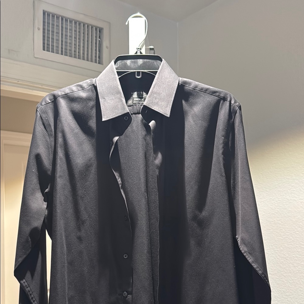 Men's Black Dress Shirt Nordstrom Stretch fit size 15